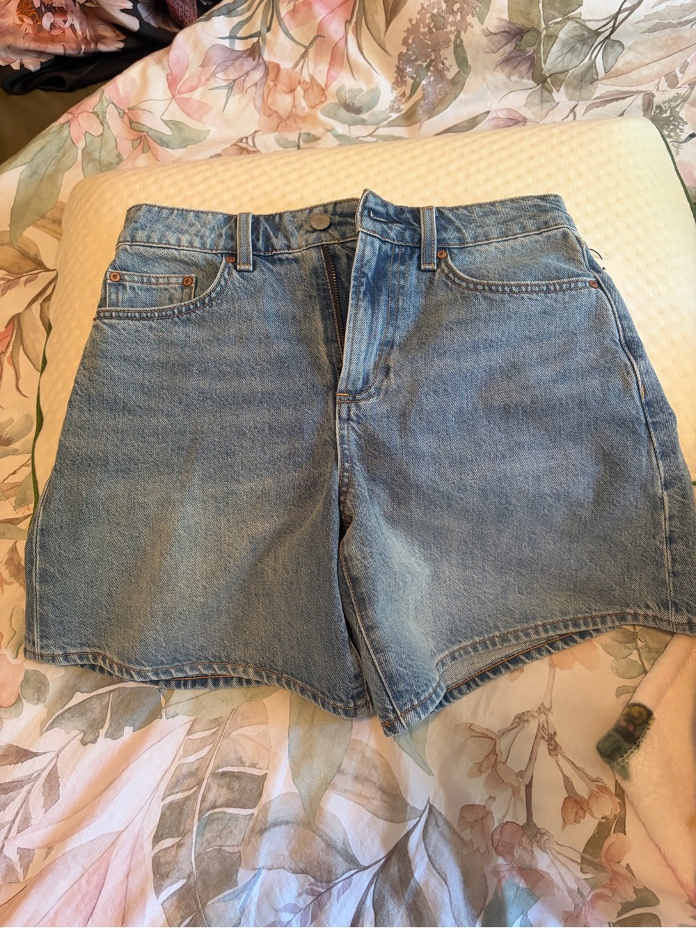 Aritizia Denim Forum Light Blue High-Rise Jean Shorts
